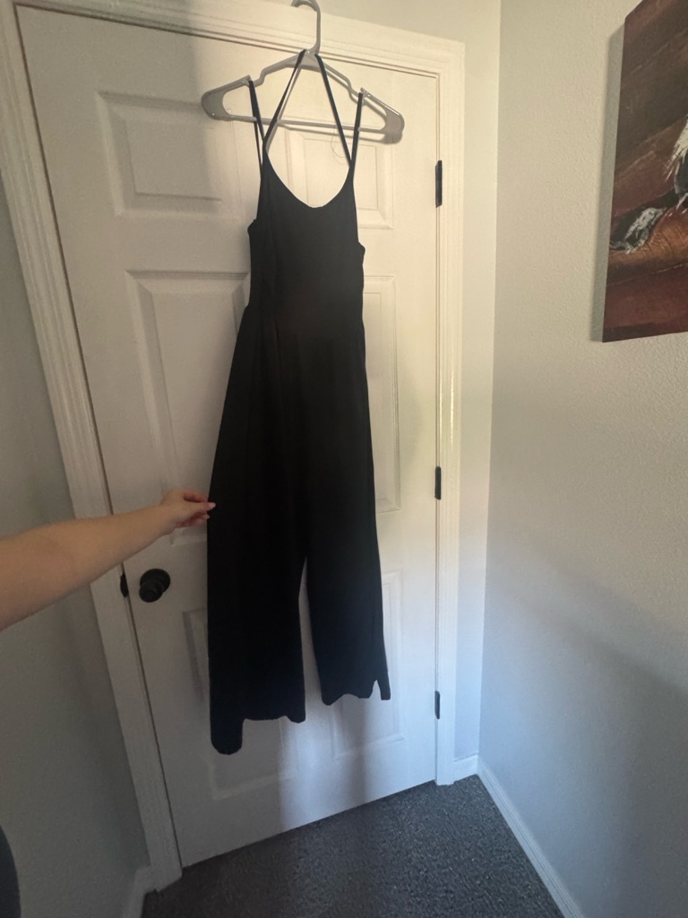 Women's Black Wide-Leg Jumpsuit with Spaghetti Straps